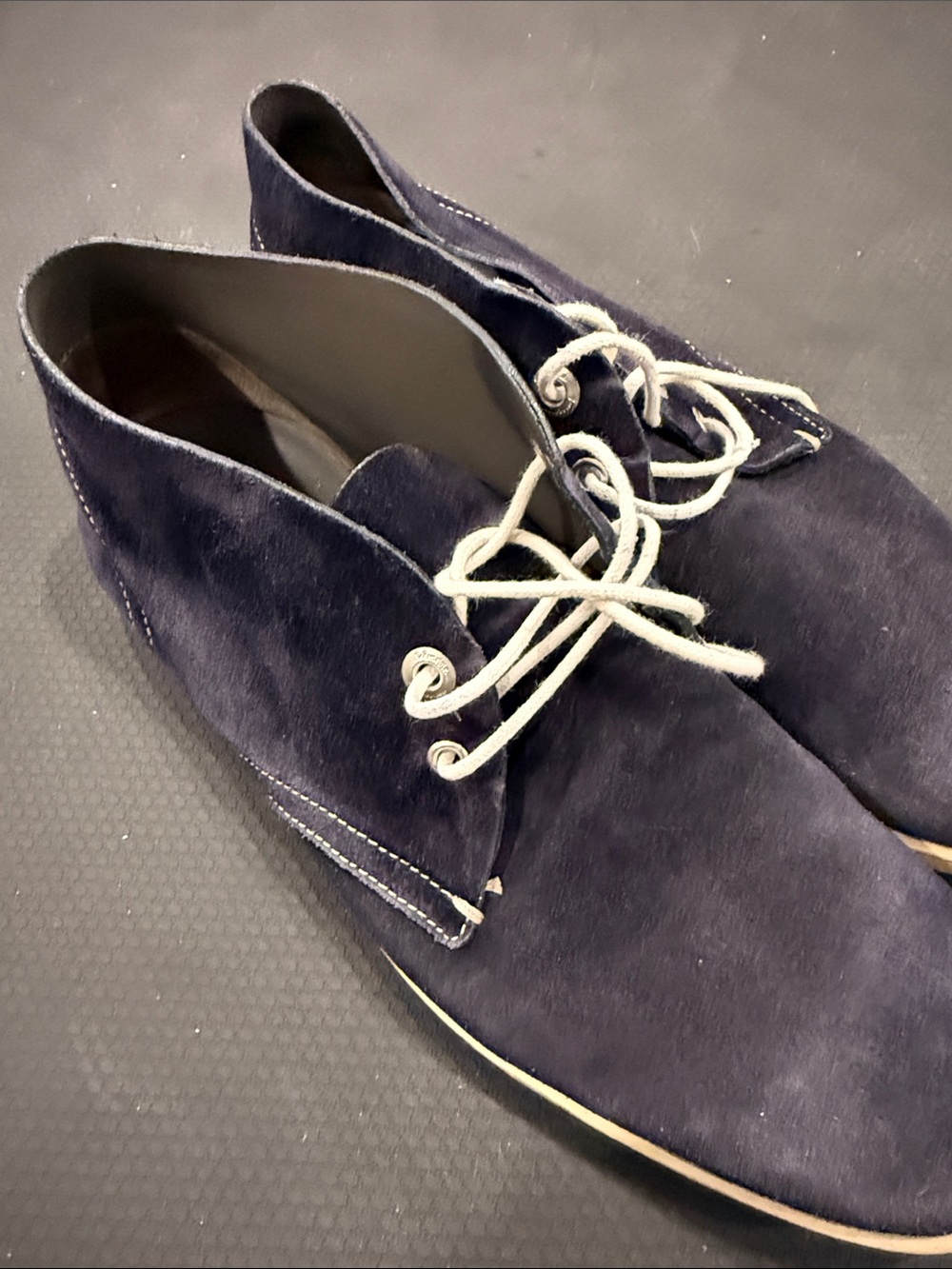 Ferragamo Suede Ankle Boots in Navy